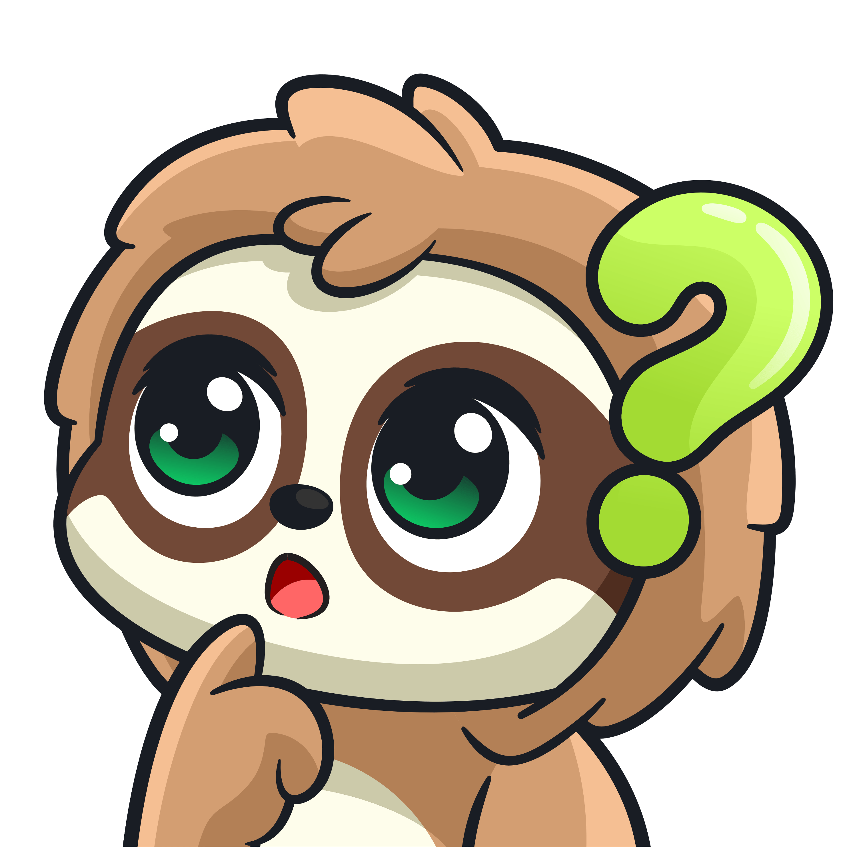 cute happy sloth sitting and calling on phone