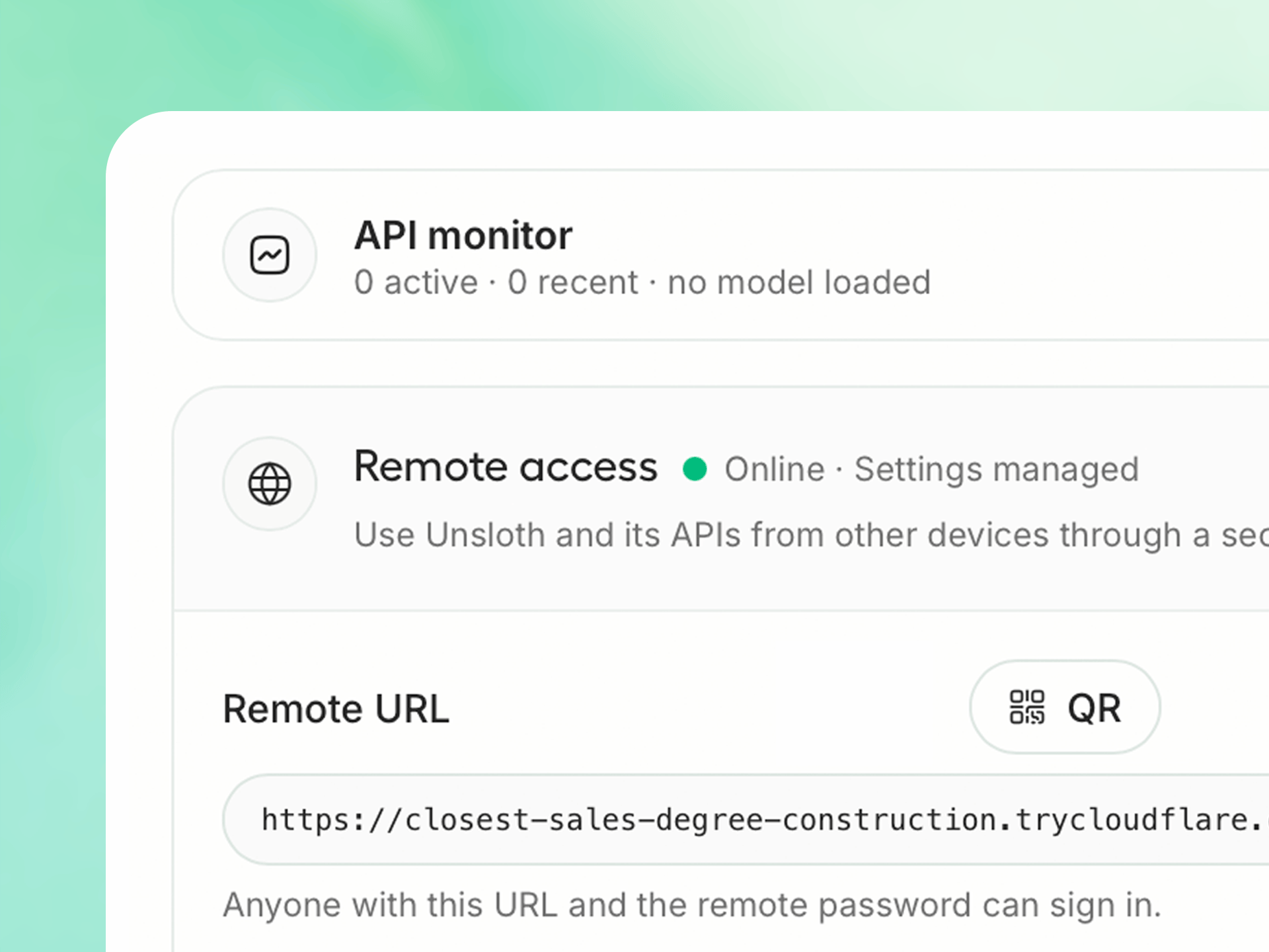 Secure remote access to Unsloth Desktop