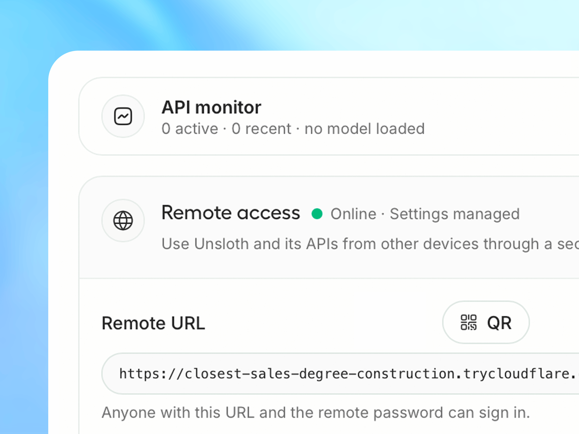 Secure remote access to Unsloth Desktop